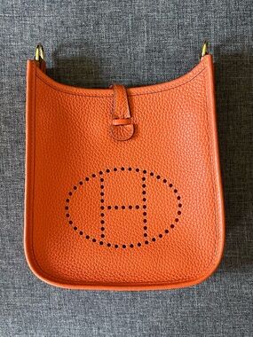Hermes Orange Mini Evelyne Togo Crossbody